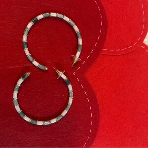 Park Lane Gold and Green Hoop Earrings